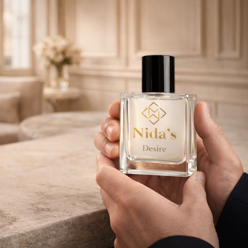Nidas Desire men’s perfume showing apple, rose, and vanilla notes